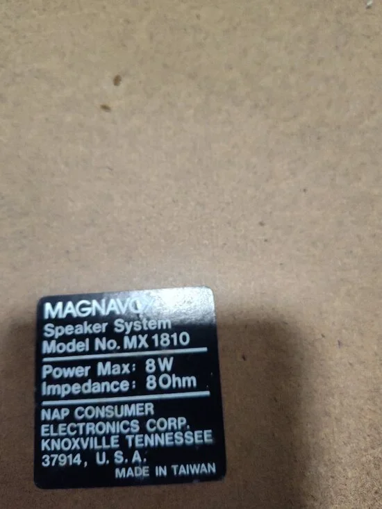 One (1) Magnavox MX1180 BK01 Full Range Dynamic Speaker System 8 Ohm Vintage - Picture 7 of 7